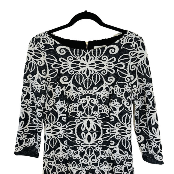 Eliza J Black and White Sheath Dress Office Dress 3/4 Sleeve Dress SZ 10 - Picture 2 of 10